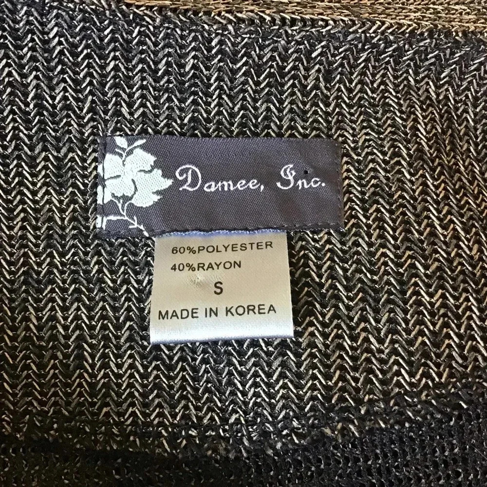 Damee Inc sheer gold black jacket cardigan pockets 3/4 sleeves evening S - Picture 5 of 9